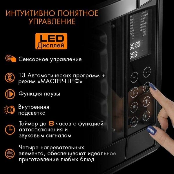Мини печь электрическая ENDEVER Danko-4045, 2000 Вт, духовка электриче