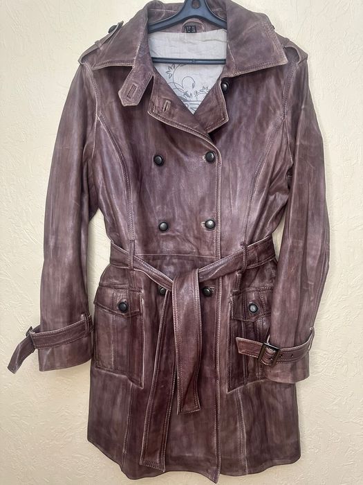 Плащ/ Тренч кожаный
