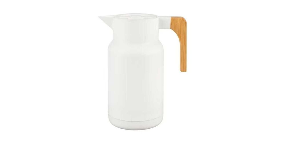 Cană termos ERNESTO , plastic/lemn, 1 l, albă