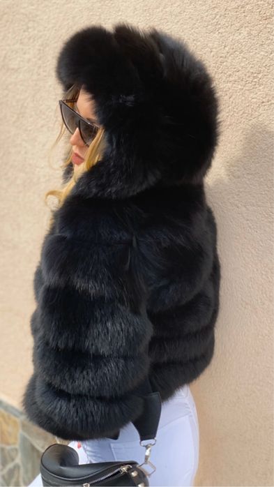 Палто от естествен косъм лисица и лама