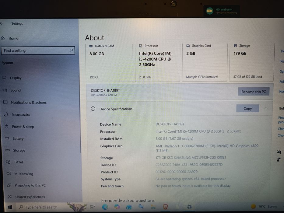 Laptop HP ProBook 450 G1