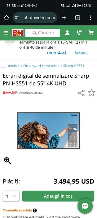 Vand Acest model de Monitor  Sharp pn-hs551