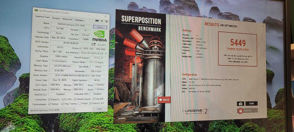 Placă Video ASUS GeForce GTX 1070, 8GB GDDR5 – Performanță și Fiabilitate