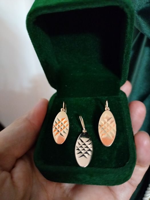 Набор кулон и серьги 583 пробы