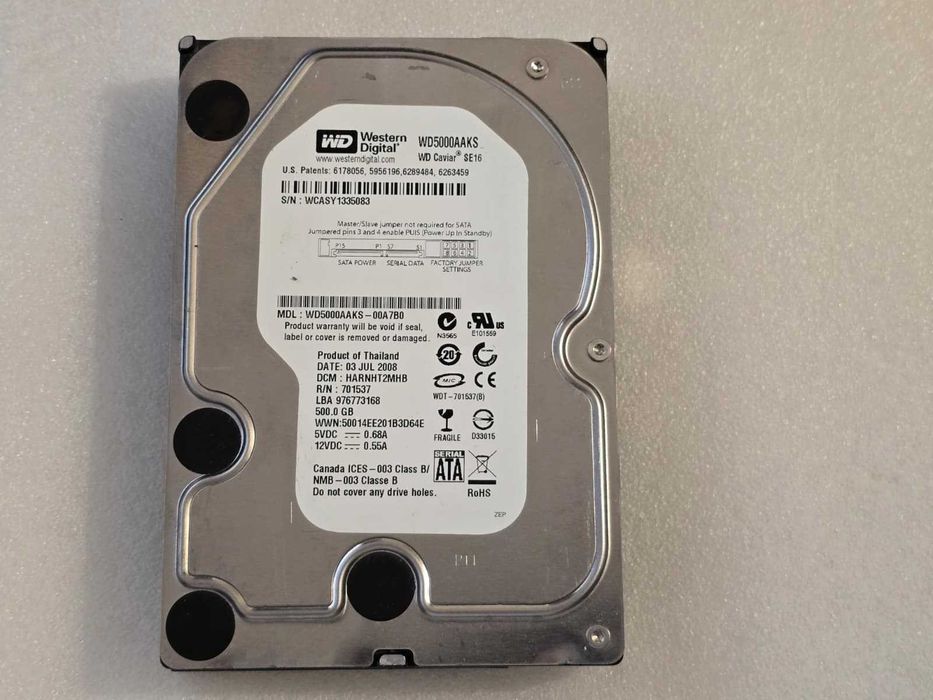 Hard disk desktop Western Digital 500GB 7200 RPM 16MB SATA 3Gb/s 3.5
