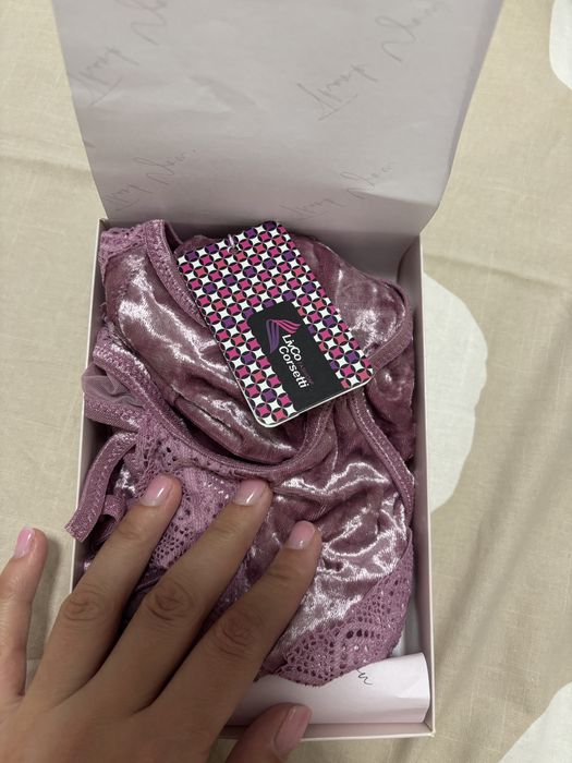 Body sexy Magrin din catifea roz, marimea S-M