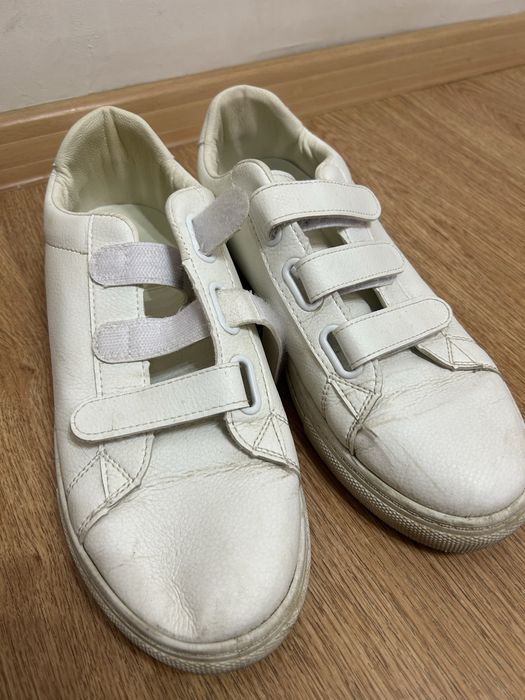 Кроссовки белые на липучках размер 41 | кеды спортивные
