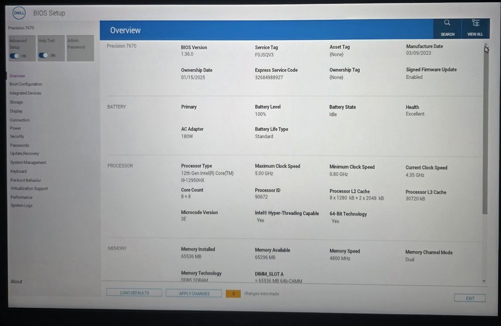 СПЕШНО! Лаптоп Dell Precision 7670 i9-12950HX 64GB DDR5 CAMM 1TB SSD Win11 Pro