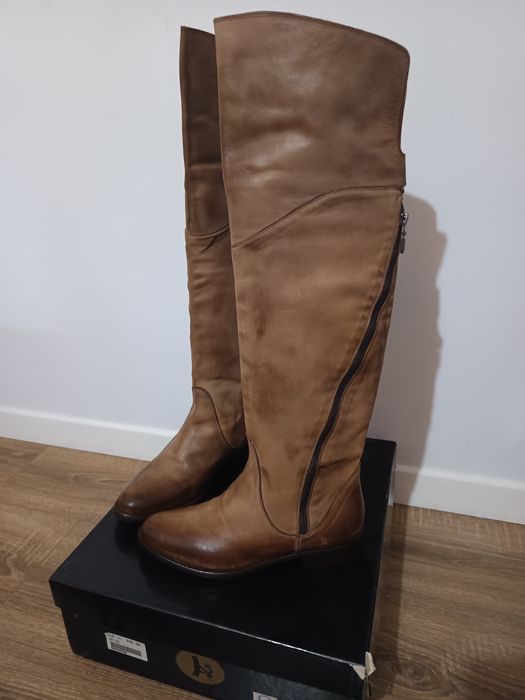 Cizme lungi dama, piele cobra, maro, 36
