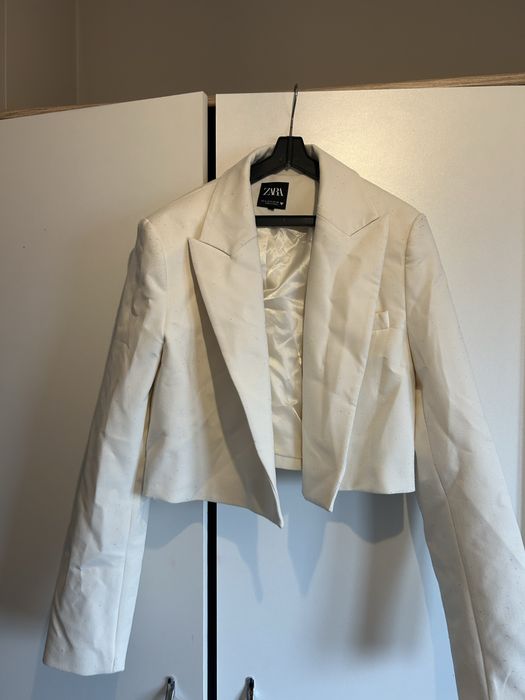 Бяло късо сако Zara S