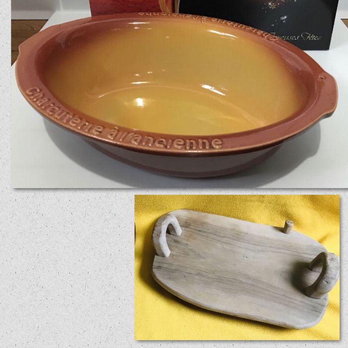 Френски стар поднос за мезета тава теракота Tallec