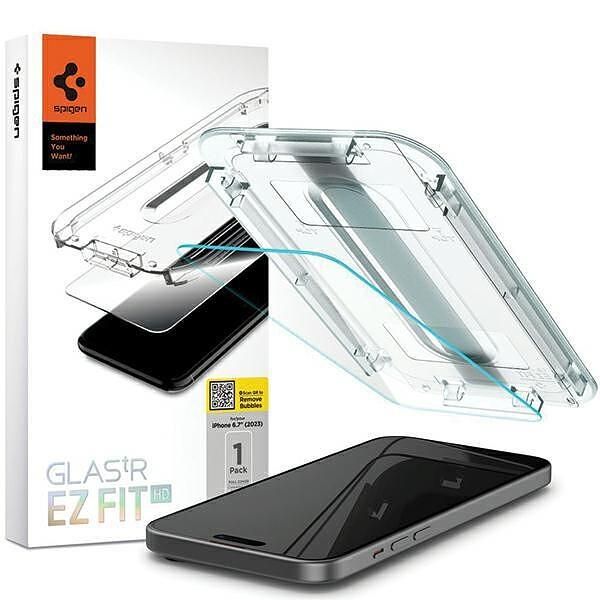 Spigen glas.tr iphone 15 6.1" "ez fit" clear tempered glass agl06907