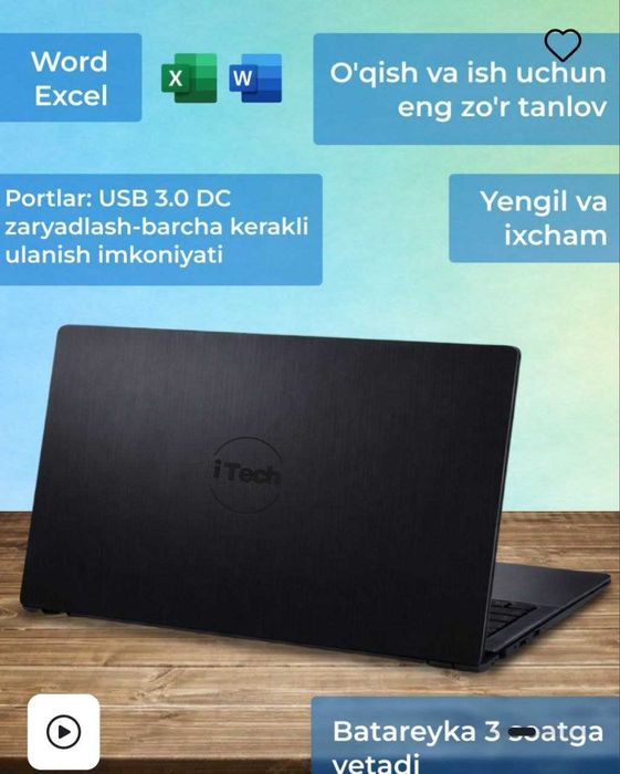 Itech notbuk sotiladi