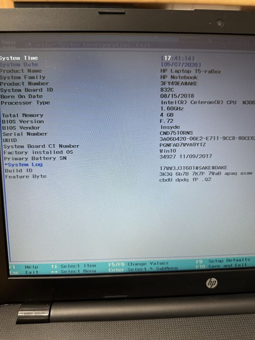 Laptop HP15-ra0xx black