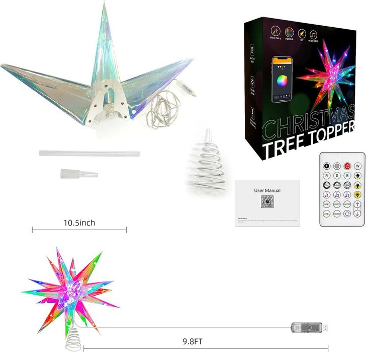 Vârf stea de pom de Crăciun tree topper (nu Twinkly)