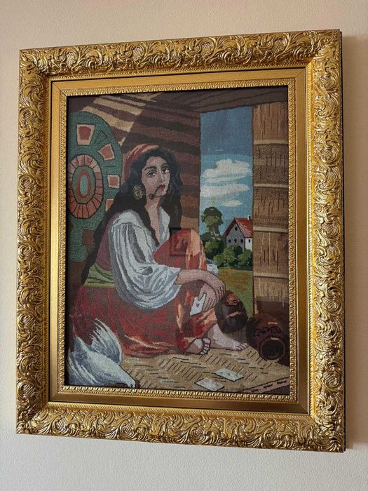 Goblen cusut manual, pas marunt, foarte pretios