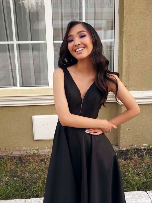 Черное вечернее платье в пол | 40–42