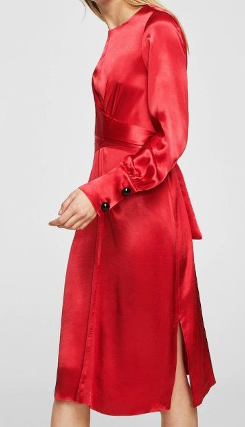 Rochie din satin deosebita de efect chic classy eleganta rosu
