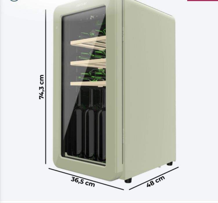 !!!Нова!!! Витрина за вино Cecotec - Cecotec Bolero GrandSommelier Origin 18 Hit Green