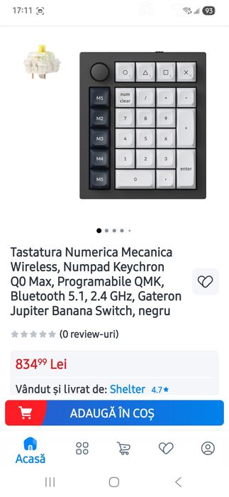 Tastatura Numerica Mecanica Wireless, Numpad Keychron Q0 Max, Programa