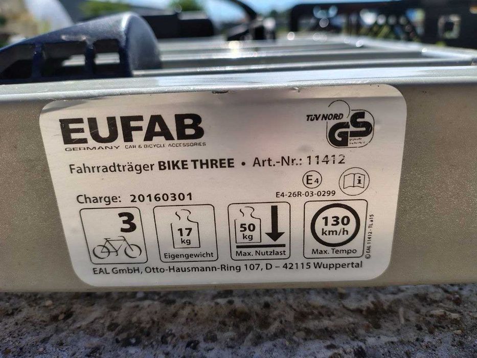 Багажник за велосипеди за теглич EUFAB