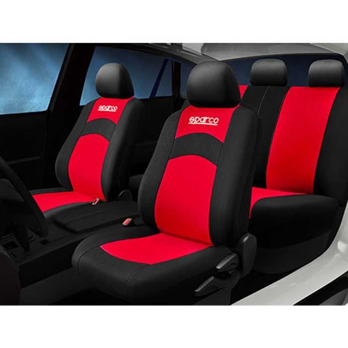 Huse scaun 1+1 Poliester Roșu / Sparco / Dacia/RENAULT/FORD/HONDA