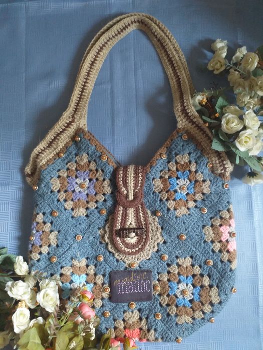 Вязанная сумка шопер.