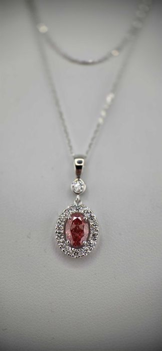 Lant aur alb si pandantiv 14k cu diamante Fancy coloured lab-grown diamond