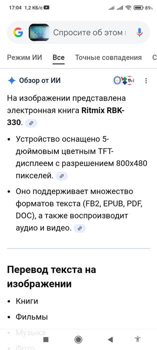 Электронная книга Ritmix330