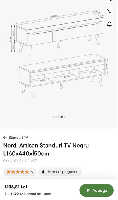 Set mobilier living (comodă TV + dulap + măsuță)