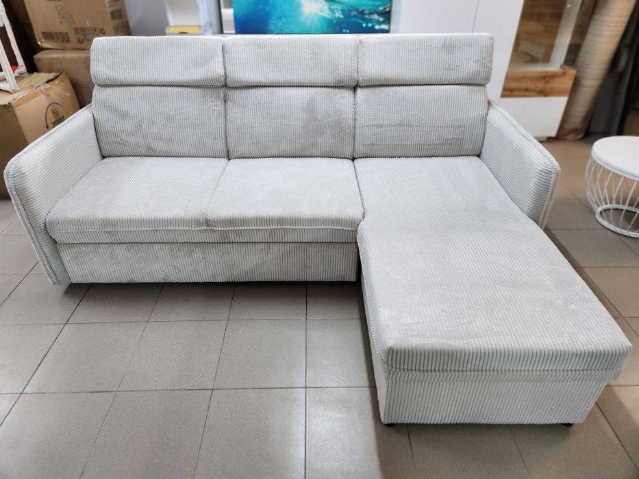 NOU Coltar modular beige, catifea raiata