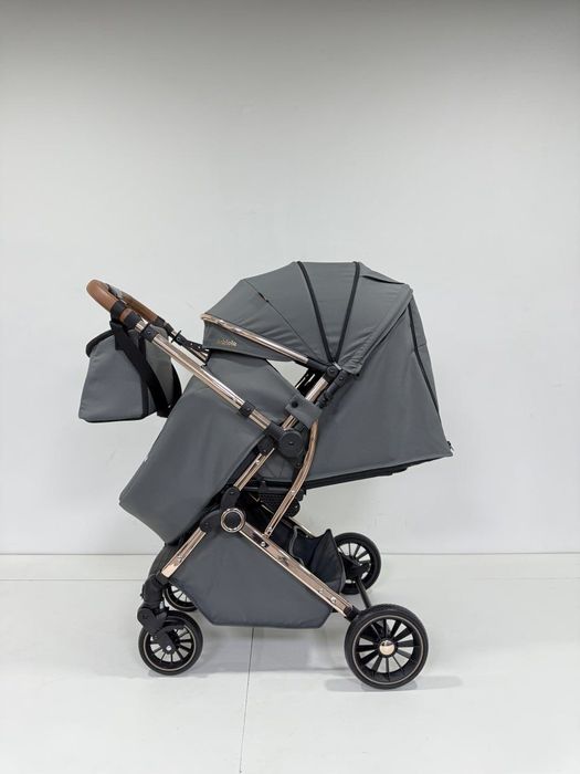 Коляска детская премиум с люлькой, коричневая