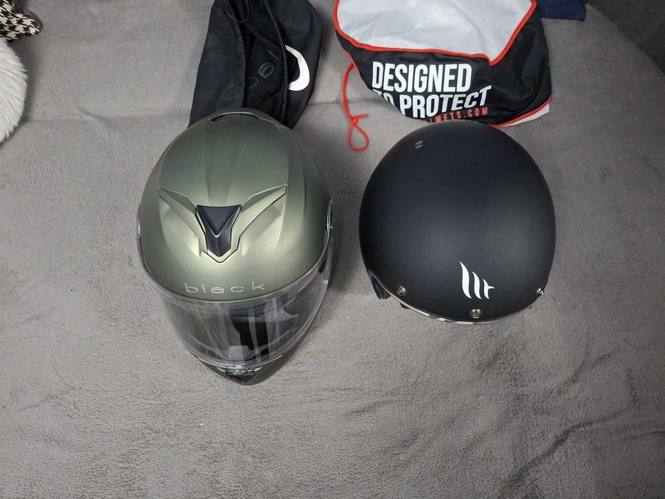 Vând 2 căști moto XXL: Black Optimus II modulară + MT Helmets Le Mans 2 SV negru mat