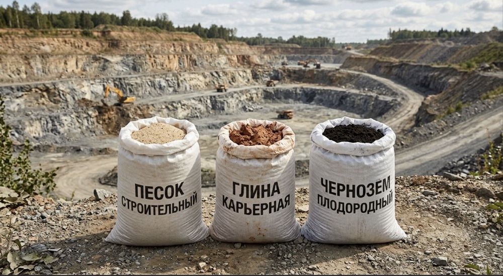 Песок, глина, чернозем, перегной в мешках