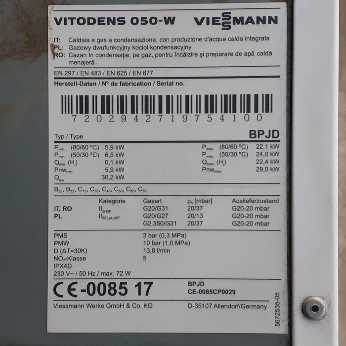 Piese de schimb VIESSMANN VITODENS 050 BPJD.