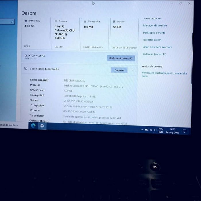 Notebook Acer Swift SF114-31series eMMC 64Gb stocare 4Gb rami