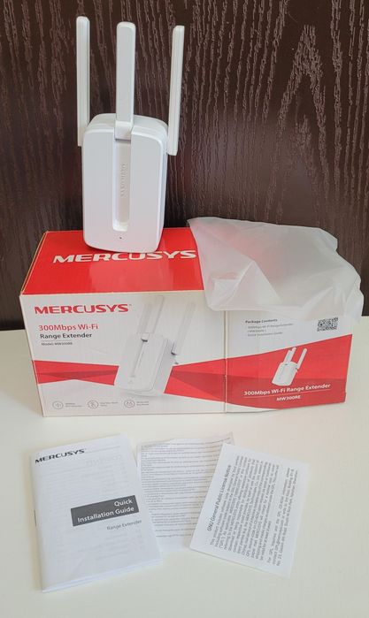 Amplificator nou Wi-Fi Mercusys MW300RE, 300 Mbit/s, 2.4 GHz, 3 antene externe