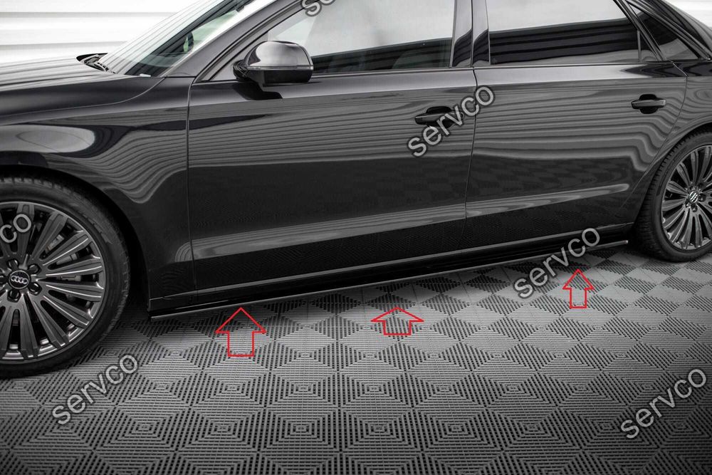 Pachet Set Splitter Exterior Lip Prelungiri Body kit tuning Audi A8 Long D4 Facelift 2013-2017 v5 - Maxton Design