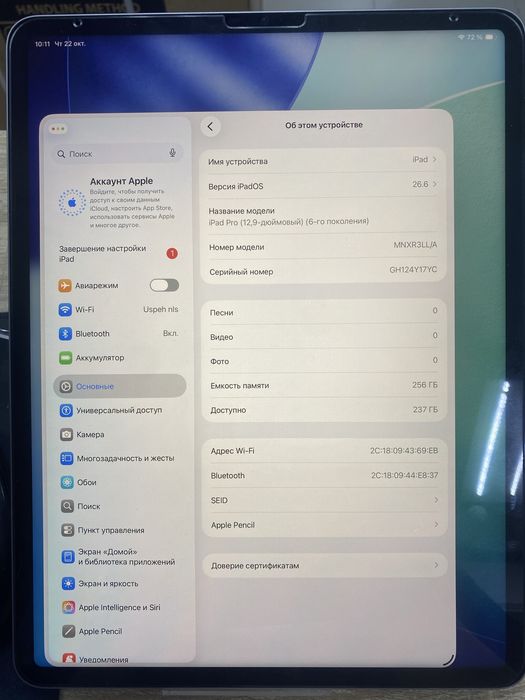 Ipad 12.9 6TH Gen M2 256(tm79)