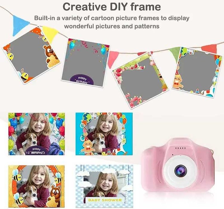 Aparat Foto Digital pentru Copii Roz card 8G gratuit