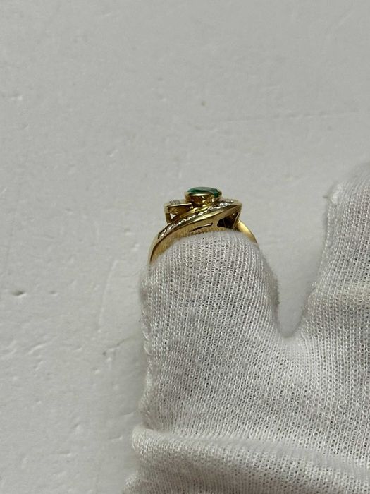 INEL AUR 18K + 18 Diamante = 1CT + 1 Smarald = 0.90CT - Vintage - 7.8g