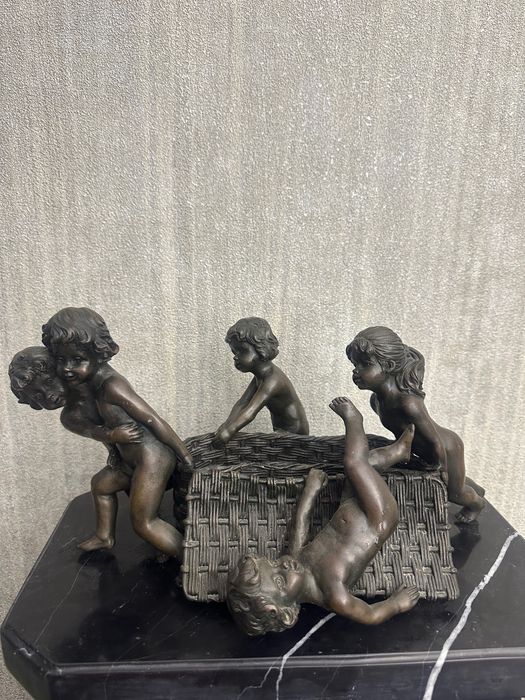 Уникален френски антикварен бронз „Херувими“ – 8 кг, J.B. Depose