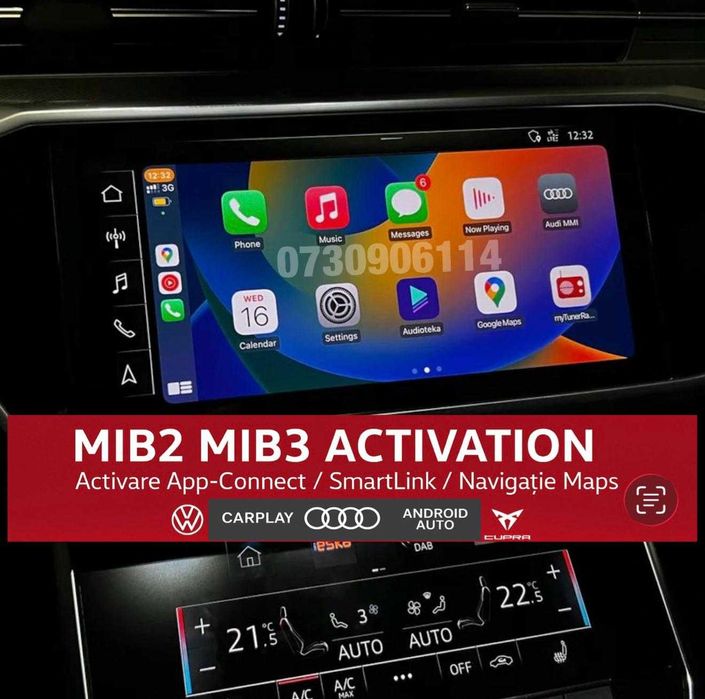 Cheie activare CarPlay, Android Auto A1,A6,A7,A8,Q3,Q7,Q8, 2018–2023