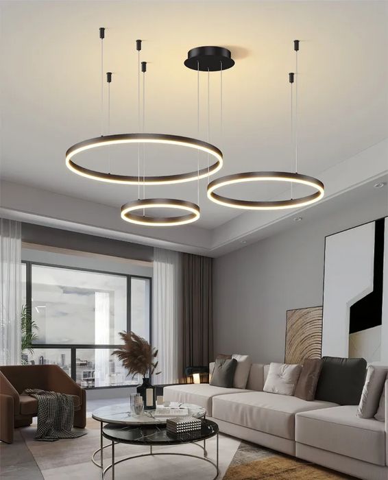 Кръгове, висящи светещи ЛЕД рингове златни, кафе, розово злато