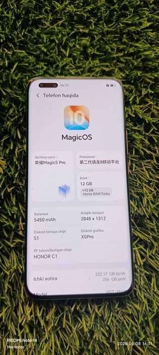 Honor megic 5 pro 12+12*256 ideal