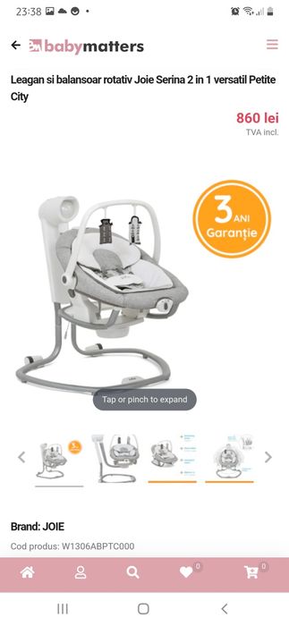 Vand sau schimb  leagan/balansuar copil Joie 2in1 mici urme .