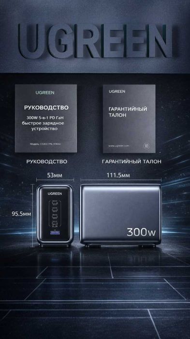 Ugreen 300W Nexode  зарядное устройство от известного бренда.