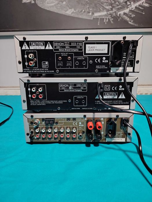 DENON, DRA-F101 receiver, DCD-F102 cd player, deckul este vândut, cu defecte.
