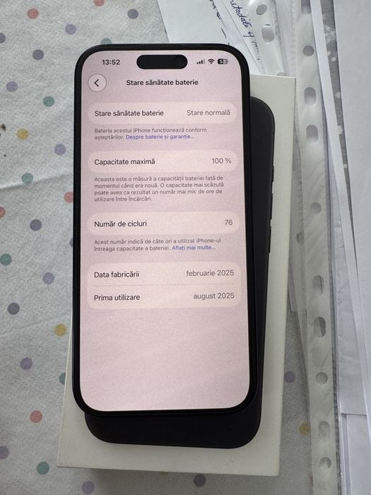 Iphone 16 black/100% baterie/garantie