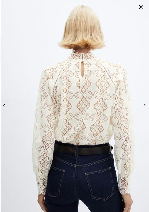 Елегантна дантелена блуза Mango